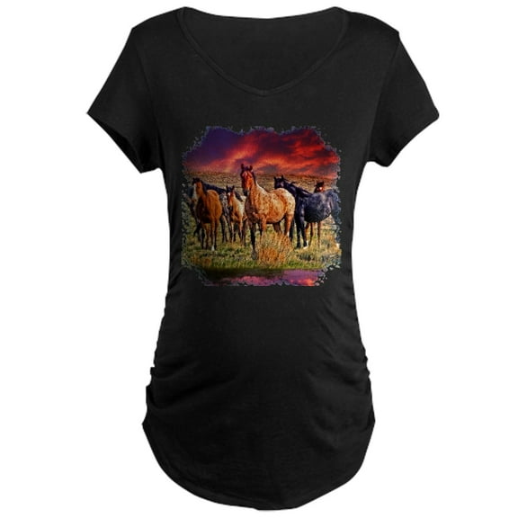 CafePress - Sunset Horses Maternity Dark T Shirt - Maternity Dark T-Shirt