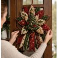 thumbnail image 4 of DIY Quilted Christmas Wreath Making Kit, Xmas Tree Motif Fabric Patchwork Poinsettia Craft Set, Hand‑Sew Material for Indoor Winter Farmhouse Wall Hanging Project, 4 of 7