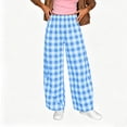thumbnail image 2 of Guluxicc Plaid Print Pants for Womens Elastic Waist Casual Wide Leg Trousers with Pockets Loose Fit Pants for Travel, 2 of 6