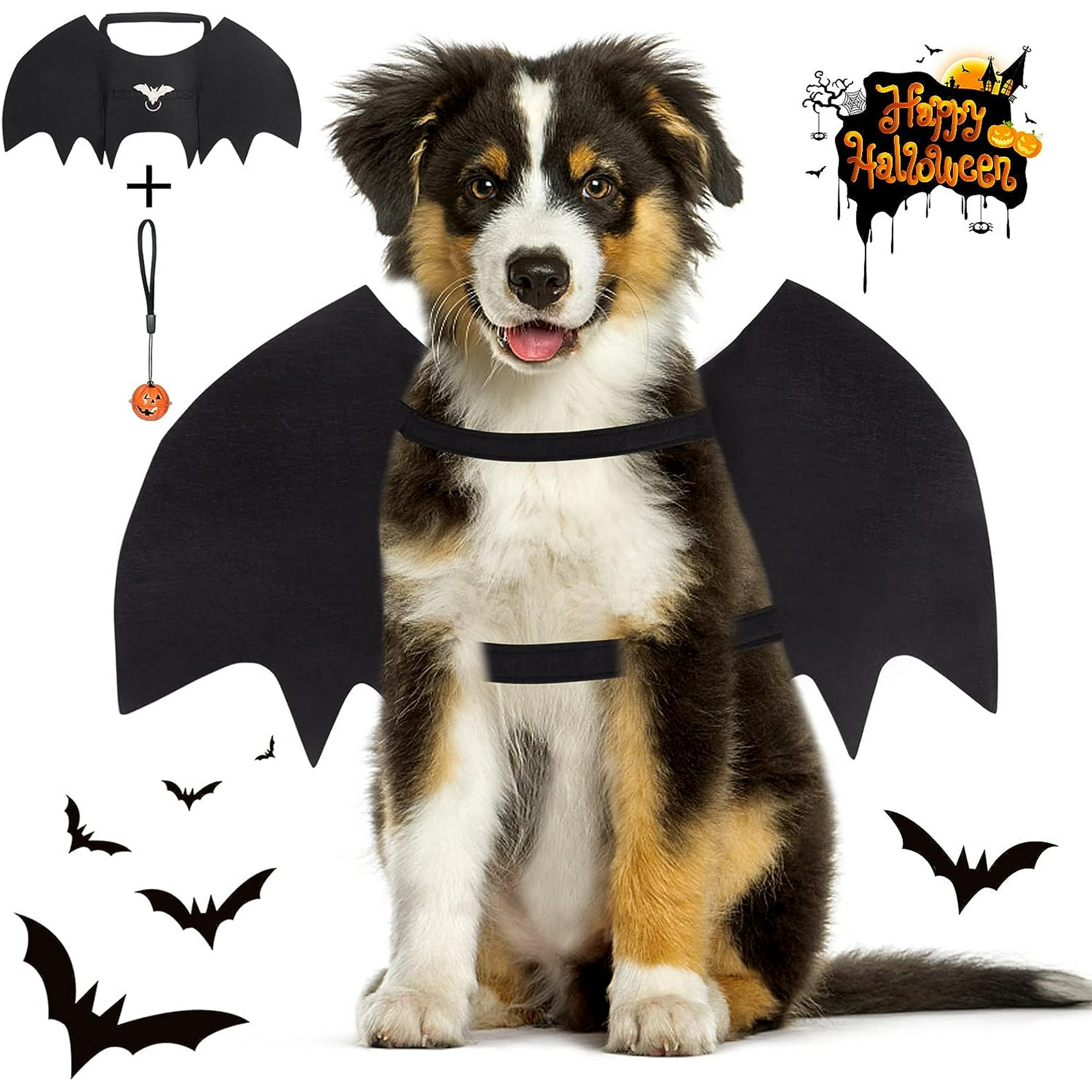 M Dog Bat Wings Dog Halloween Costumes for Medium Dogs with Pumpkin Bell Adjustable Pet Cosplay Costumes Neck 12.6 20.5 in Chest 13.5 24.4 in Walmart