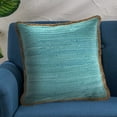 thumbnail image 3 of Ox Bay Ringo 20" x 20" Teal/Blue Jute Bordered Cotton Adult Decorative Throw Pillow Cover, 3 of 8