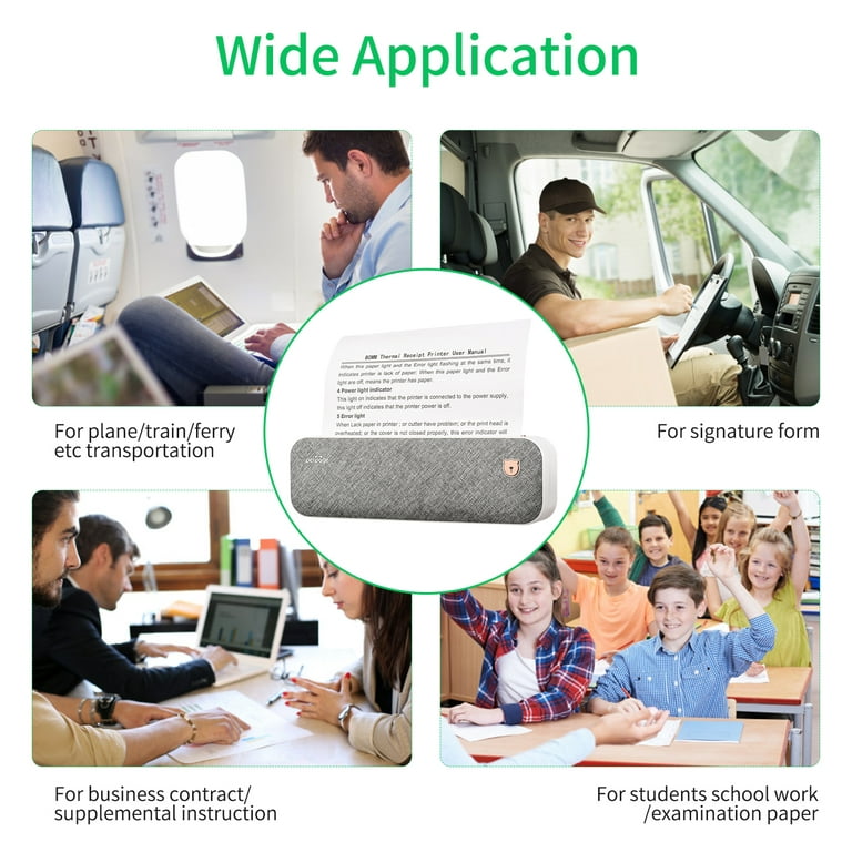 PeriPage Portable Printer, A40 Wireless Bluetooth Thermal Transfer Printer,  Portable Thermal Printer, Support 2''/3''/4'' Paper Width, Compatible with  Android and iOS, for Office Travel 