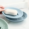thumbnail image 5 of Oval Soap Dish Double Compartment Drain Bathroom Toilet Plastic Simple Soap Holder for Sink Countertop, B, 5 of 9