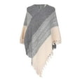 thumbnail image 2 of Poncho Shawl, Duoif Women Striped with Tassels Knitted Shawl Scarf Fringed Pashminas Sweater Pullover Cape Shawl Wraps for Women Grey, 2 of 4