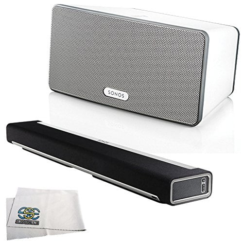 Sonos PLAYBAR Wireless Soundbar + Sonos Wireless Speaker (White) Microfiber Cleaning Cloth -