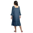 thumbnail image 4 of Moomaya WoMen's Solid Long Sleeve Square Neck Cotton Sleepwear Gown, 4 of 6