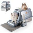 thumbnail image 1 of Caja de arena para gatos PAWS PERCH de acero inoxidable, grande, cerrada, 1 of 9