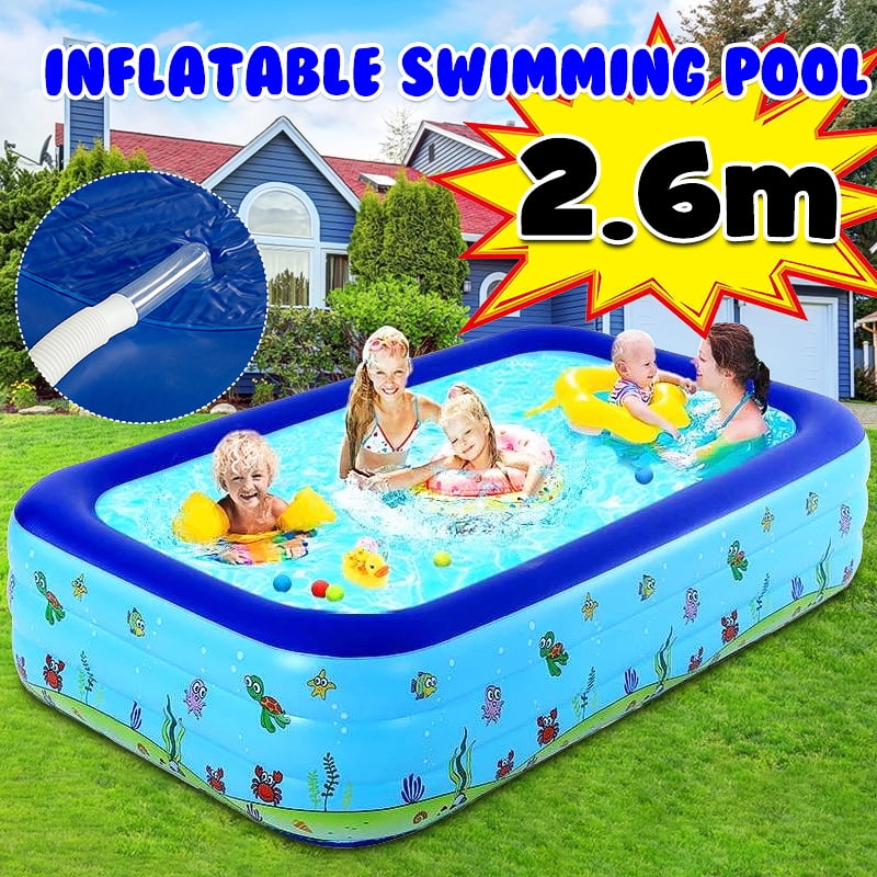 9ft Chad Valley Rectangular Inflatable Paddling Pool Family Ocean Lagoon Kids 9 