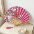 thumbnail image 5 of Classic Silk Folding Fan, Durable Bamboo Rib Hand Fan for Wedding Stage Photography Decor D, 5 of 6