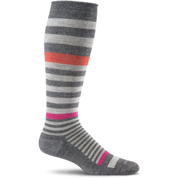 Sockwell Women's Orbital Stripe Graduated Compression Socks, Charcoal, Small/Medium
