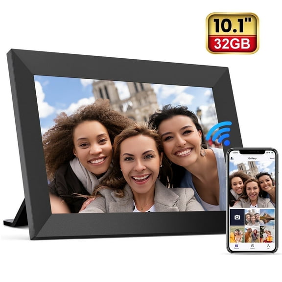Torio 10.1” WiFi Digital Picture Frame with IPS Touchscreen, 32GB Storage, Micro SD, Auto-Rotate, Slideshow, Share Photos Instantly via App, Perfect Gift for Family & Friends