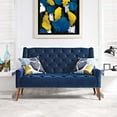 thumbnail image 4 of Loveseat Sofa Couch, Blue Navy, Velvet, Living Kitchen Cafe Bistro Hospitality Restaurant, Modern Contemporary Boutique HB33049, 4 of 4