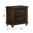 thumbnail image 5 of 2 Drawer Wooden Nightstand with Turned Feet and Hewn Sawn Texture, Brown - Saltoro Sherpi, 5 of 5