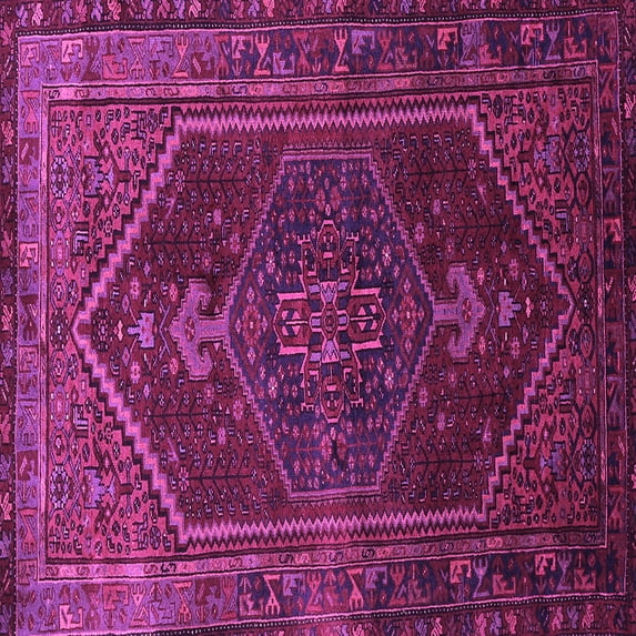 Ahgly Company Indoor Square Persian Purple Traditional Area Rugs, 8' Square