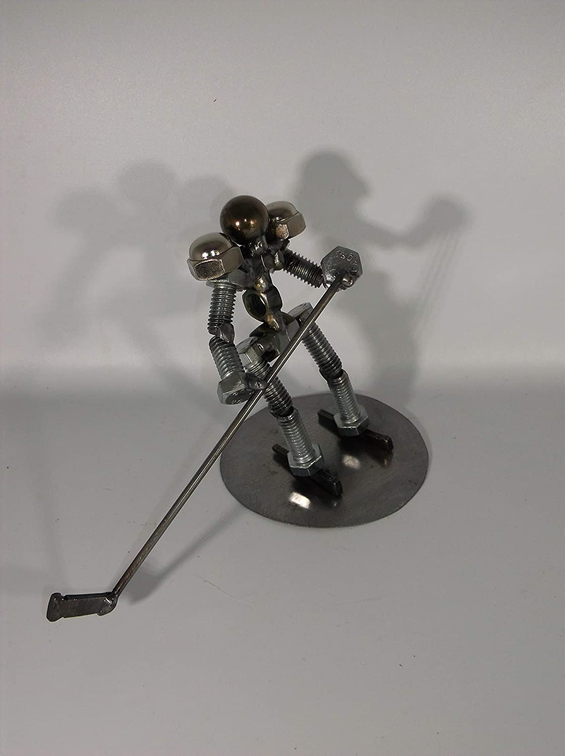 Hockey Player, Metal Bolt Figurine, Athlete, Upcycled Art