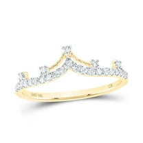 10K Yellow Gold Round Cut Diamond Women's Contour Crown | Tiara Band Ring 1/5 CT