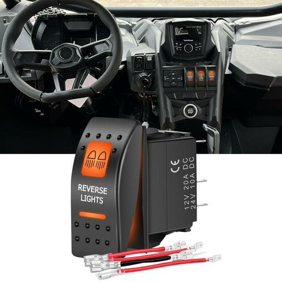 LED Work Lights Waterproof Rocker Switch On-Off 12V/20A 24V/10A 5Pin SPST Toggle Switch Orange Backlit with Jumper Wires Set for Car Truck Marine Boat RV SUV ATV UTV