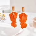 thumbnail image 1 of Pendientes largos de pétalos de color caramelo con estilo Pendientes con pasador de plata 925 con pintura en aerosol acrílica y diseño de pétalos coloridos de uso versátil, 1 of 6