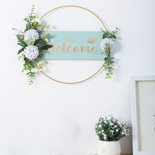 Cartel de bienvenida BLESIY de flores para puerta delantera verde