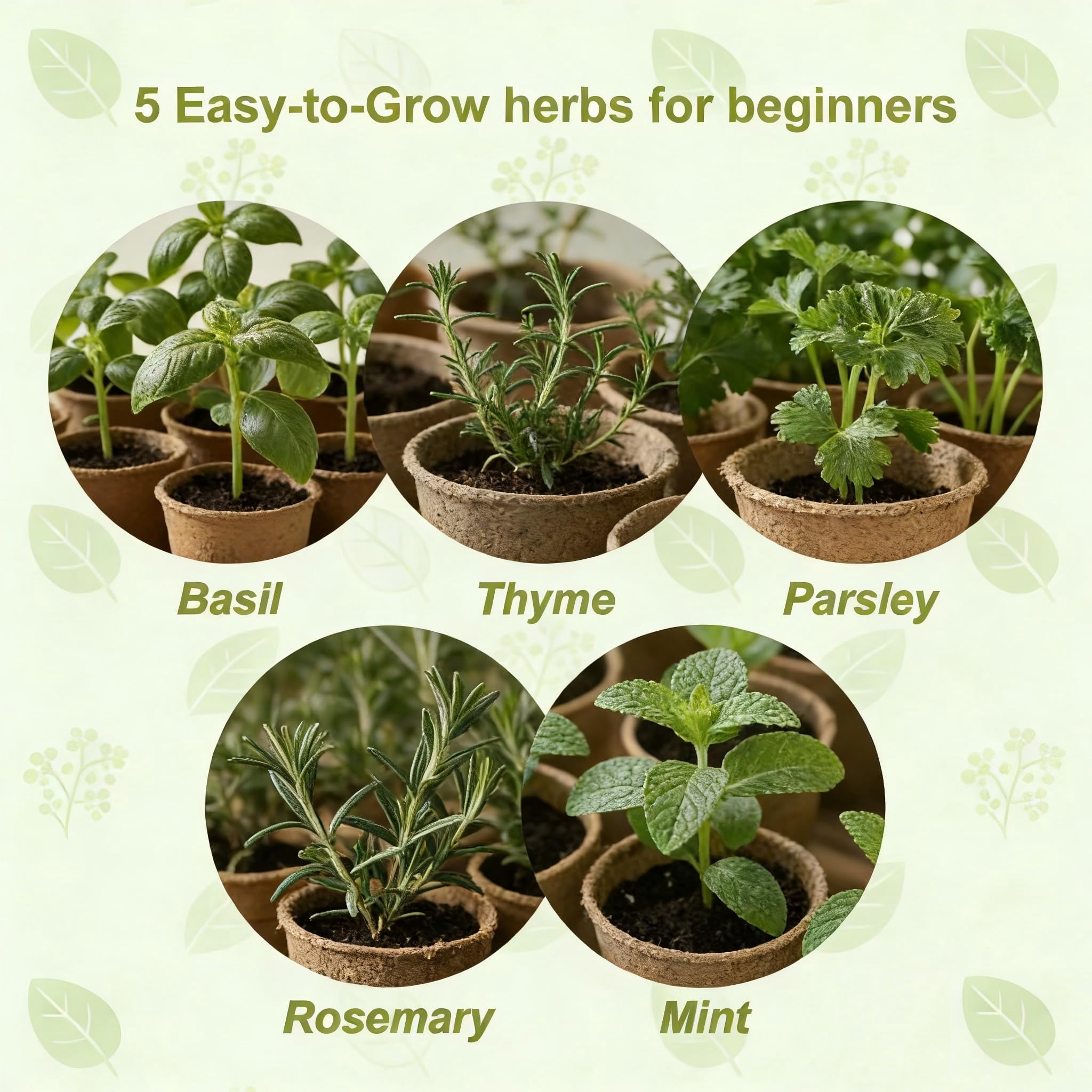 Herb Garden Kit with Wooden Box – Includes Basil, Thyme, Parsley, Rosemary & Mint – Windowsill Herb Garden for Kitchen – Gardening Gift for Mom, Women, Men