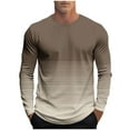 thumbnail image 2 of DPTALR George Men Fashion Casual Striped Print Sports Long Sleeves Round-Neck Blouses Shirts,Brown,Big and Tall Men XXXXL, 2 of 5