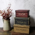 thumbnail image 2 of CVHOMEDECO. Primitive Vintage Square Photos, Memories, Keepsakes Cardboard Nesting Boxes, Large 9 X 9 X 4-1/2 Inch. Set of 3., 2 of 5