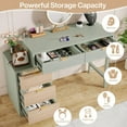thumbnail image 6 of Tribesigns 39" Makeup Vanity Desk with 5 Drawers, Small Wood Dressing Table for Bedroom, Mint Green, 6 of 7