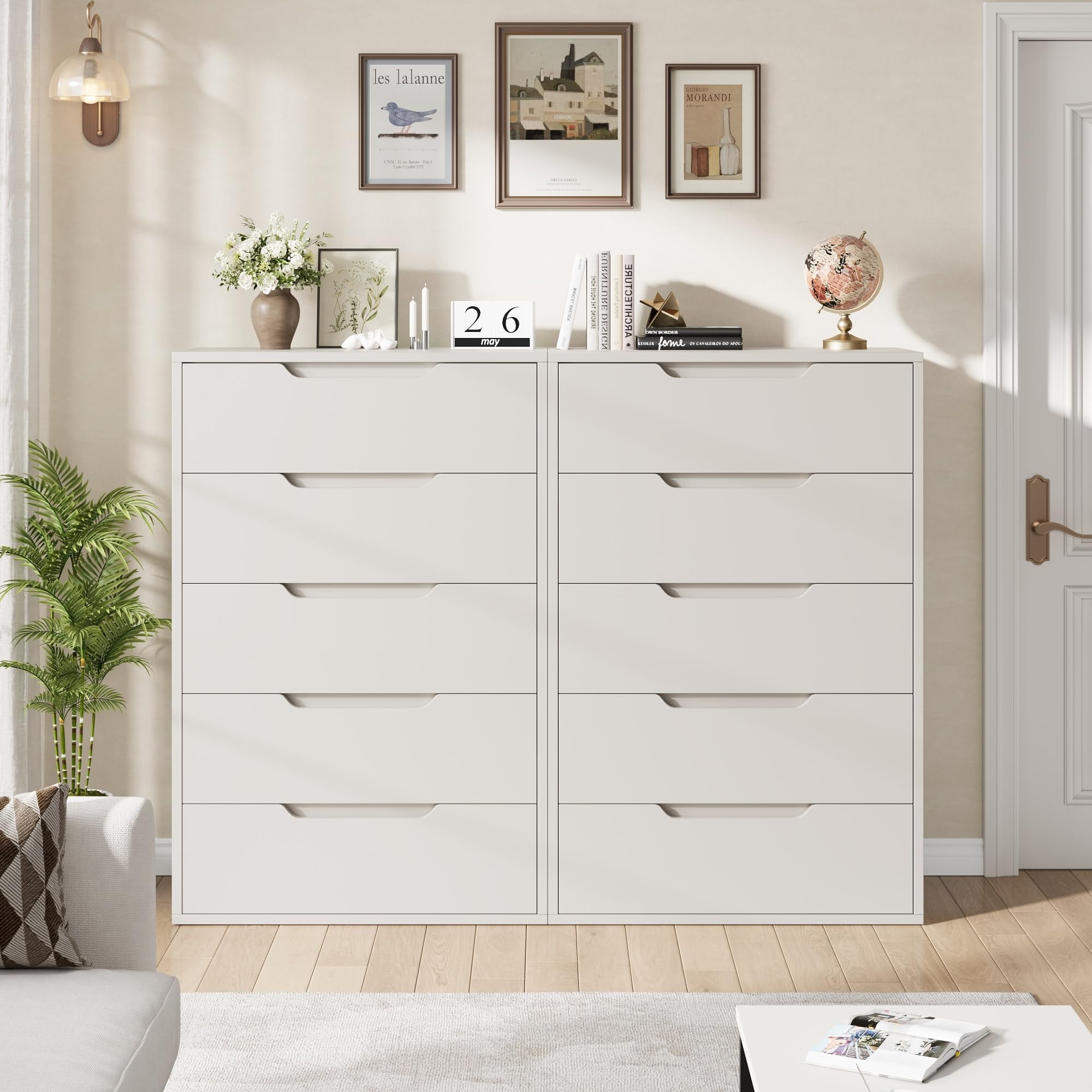 5-Drawer Dresser - Modern Chest with Adjustable Height Base