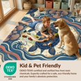 thumbnail image 4 of Design&I 5'x7' Washable Area Rug Sleek Flatweave Pet Friendly & Non-Slip Nautical Vintage Map Wave Seashell Ocean Themed Turtle Round Refined Structured for Small Living Room, Bedroom, 4 of 7