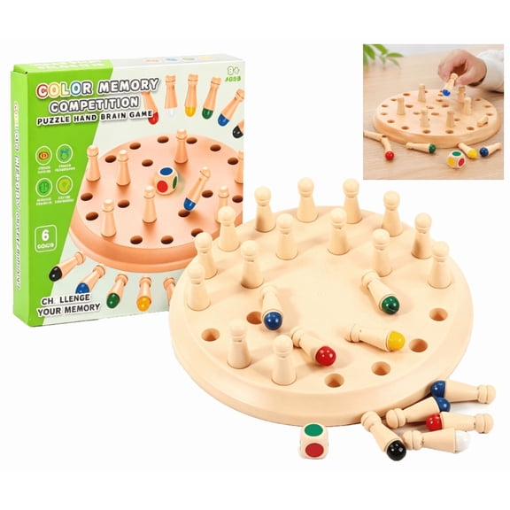 Wooden Memory Chess Game, Dementia Toys for Seniors, Memory Board for Dementia, Alzheimer's Activities for Elderly, Wooden Memory Match Game for Adults, Cognitive Memory Game Gift