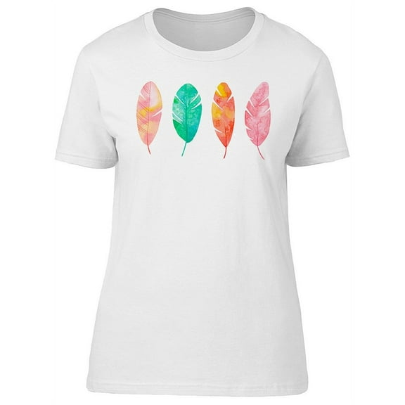 Summer Watercolor Feathers, Boho T-Shirt Women -Image by Shutterstock, Female Large