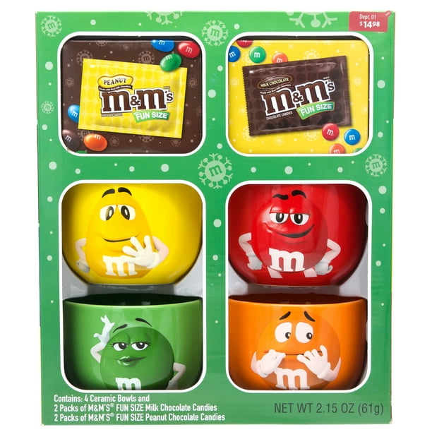 M&M's Fun Size Christmas Bowl Gift Set, 4 Count Walmart