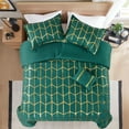 thumbnail image 3 of Regency Heights Twin/Twin XL Size Comforter Set, 3-Piece Bedding Set for All Seasons, Geometric Metallic Comforter Bed Set with Decor Pillows,Green/Gold, 3 of 7