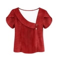 thumbnail image 6 of Otvok Womens Short Sleeve Summer T-Shirts Square Neck Button Blouse Dressy Casual Asymmetrical Tunic Tops, 6 of 6