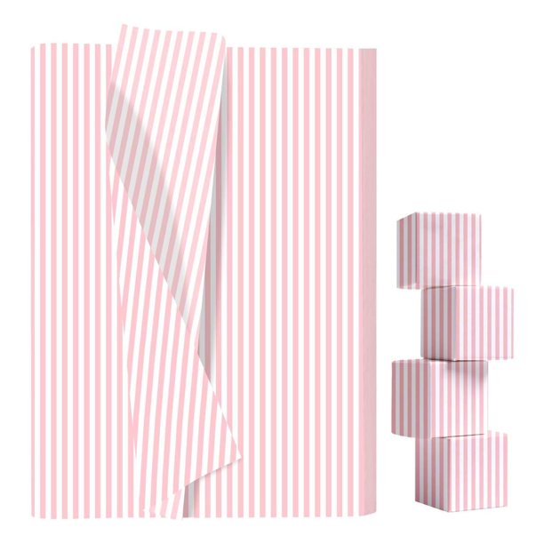 10 hojas de papel de seda a rayas de color rosa claro, papel de seda para envolver regalos de boda, fiesta de cumpleaños, manualidades