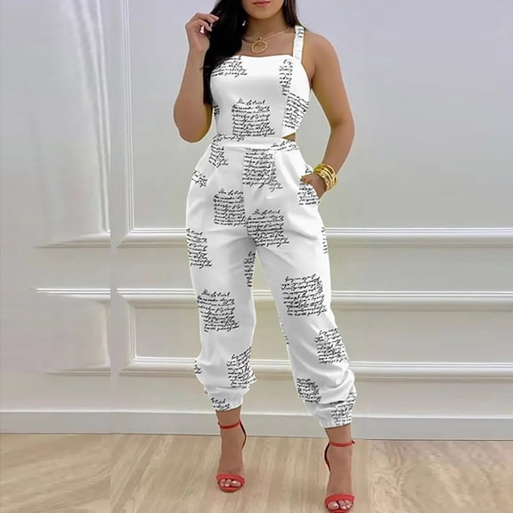 Lilgiuy Women's Jumpsuits Women's Overalls With Suspenders And Printing Casual Jumpsuit Winter Clothes for 2022