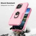 thumbnail image 5 of Hisdou Case for iPhone 15 Pro with Ring Stand, 360° Rotatable Ring Holder Magnetic Kickstand, Heavy Duty Shockproof Cover Women Men Luxury Protective Phone Case for iPhone 15 Pro 6.1", Pink, 5 of 6