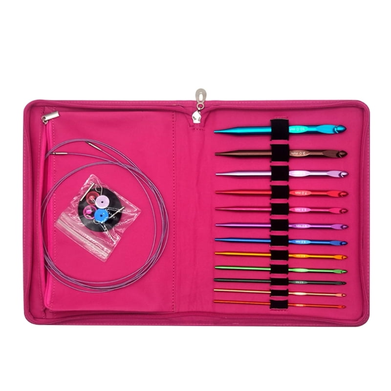 Zecic 12Pair Aluminum Interchangeable Circular Knitting Needle Set 3.0mm-10mm with Case for Knitting Weaving Sweater
