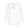 thumbnail image 4 of aidice T Shirts for Women Casual V Neck Crisscross Long Sleeve Button Tops Tunic Comfy Fitting Shirts, 4 of 4