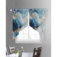 thumbnail image 3 of Blue Oil Painting Swag Valances for Windows, Modern Marble Art Abstract Rod Pocket Sheer Valances for Large Windows, Swag Toppers Light Filtering for Kitchen Living Room 2 Panels 36''x45'', 3 of 6