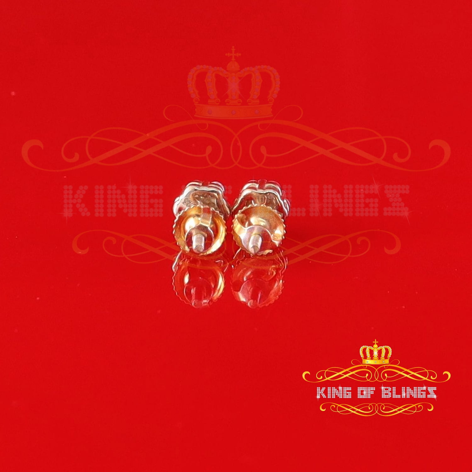 King of Bling's Men's/Women's 925 Silver Yellow 0.25ct VVS 'D' Moissanite 7 Floral Stud Earrings