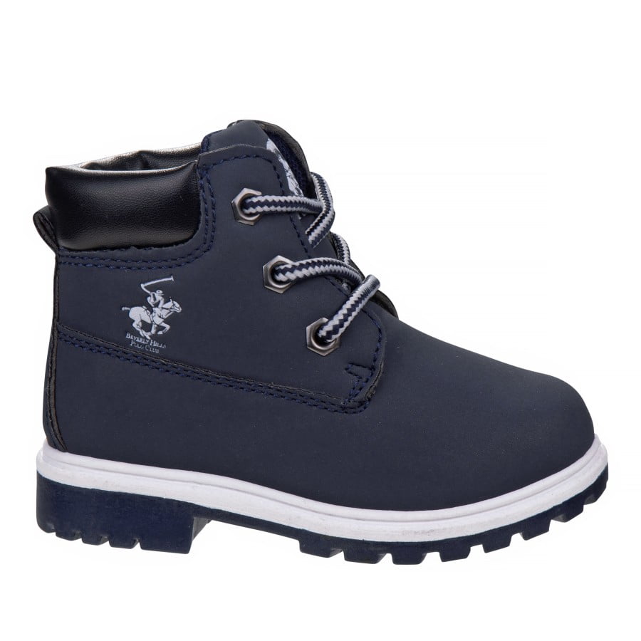 Beverly Hills Polo Club Lace Up Little Girls Construction Boots for Outdoor Activities, Navy, 1