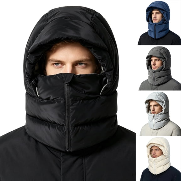 Winter Zip Up thermal Balaclava Hat, Windproof Full Face Mask, Fleece Lined Cycling Ski Neck Warmer Hat for Outdoor Motorcycle Running