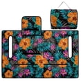 thumbnail image 4 of COEQINE Golf Cart Seat Towel Cover, Foldable with Carry Handle, Universal Fit for Most 2-Seater EZGO/Yamaha/Club Car, Quilted with 4 Front Pockets, Washable, Tropical Hibiscus Leaf Orange, 4 of 8