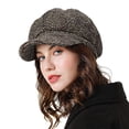 thumbnail image 3 of Boina para mujer, sombrero estilo vendedor de periódicos, gorra de estilo francés, sombreros clásicos de otoño primavera invierno, sombrero octogonal de lana a cuadros gruesos, 3 of 8