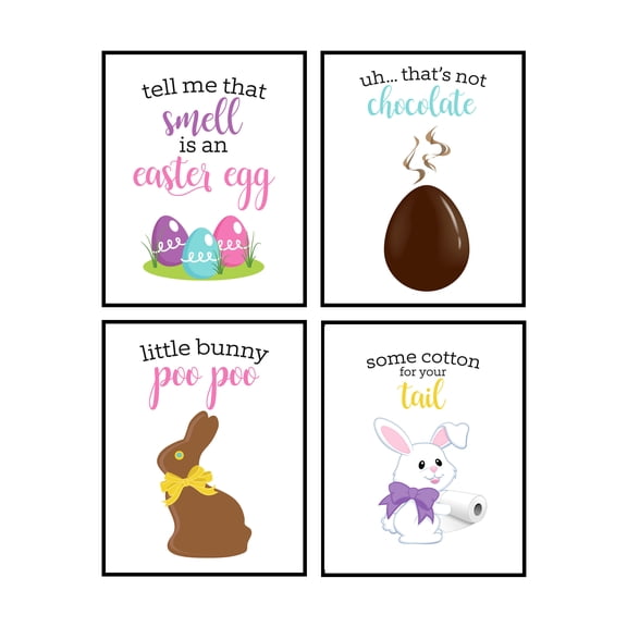 Funny Easter Holiday Bathroom Themed Decor Art Print Wall Art Gift Set Typography Minimalist Pictures Signs Rules