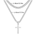 thumbnail image 2 of Collier Élégant Superposé en Argent et Acier Inoxydable pour Femmes et Hommes, Design de Chaîne Moderne, 2 of 6