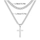 thumbnail image 3 of Collar de moda para mujer en acero inoxidable Collar cruzado en acero inoxidable para hombre y niño Collar con cadena en plata, 3 of 8