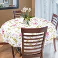 thumbnail image 3 of EIGTHTAIL Nappe de Maison en Vinyle Ronde 59” Dia Motif de Fleurs Rouges Imperméable, 3 of 7