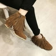 thumbnail image 6 of hopeusnice Women's Suede Fringe Ankle Boots Zipper Closure Booties Comfortable Platform Wedge Heel Fashion Fall Winter Fringe Boots Beige 43, 6 of 9